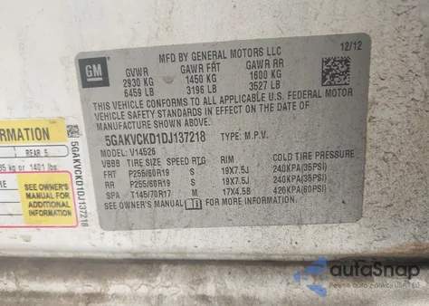 2013 Buick Enclave Leather from USA, damaged, VIN 5GAKVCKD1DJ137218